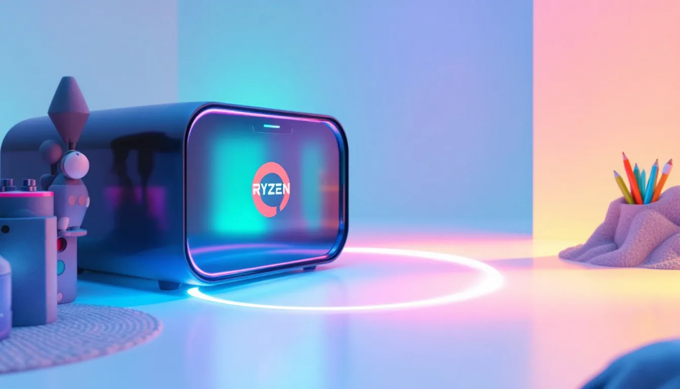 Mini PC com Ryzen AI 9 365 e tela touch circular aparece do nada